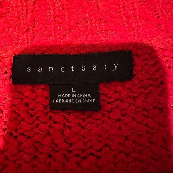 SANCTUARY Women's Popcorn Crew Neck Sweater Size L In Red - Picture 5 of 9